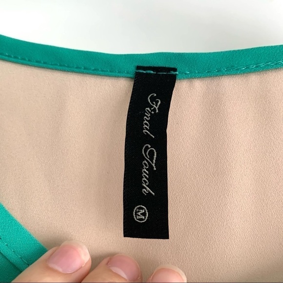 Final Touch Teal Green Short Sleeve Round Neck Lightweight Blouse Women Medium - Picture 6 of 8